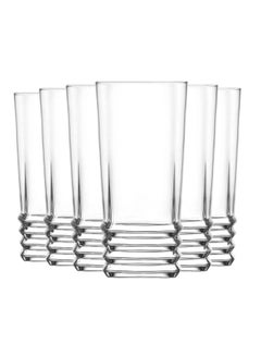 Buy 6-Piece Elegan Long Drink Glass Set Clear 140mm in UAE