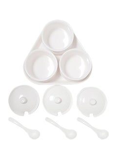 Buy 10-Piece Multi-Purpose Condiment Dish Set White 12cm in UAE