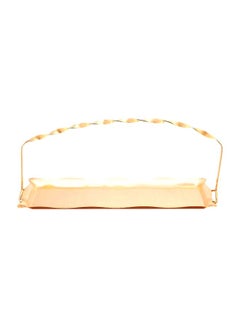 Buy Rectangle Shape Stainless Steel Tray With Handle Gold 38x15cm in UAE