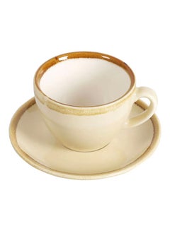 Buy Kiln Coffee Cup And Saucer Beige 13x10.5x7.5cm in UAE