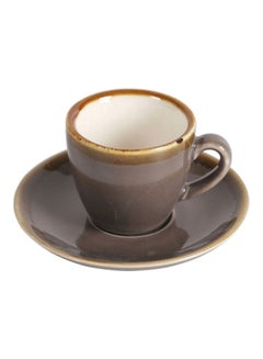 Buy Kiln Coffee Cup And Saucer Brown 8.5x6x5.5cm in Saudi Arabia