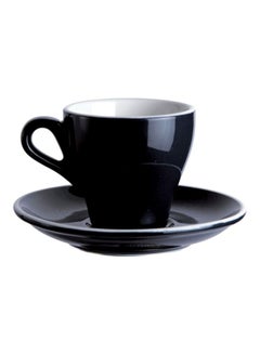 Buy Ceramic Cup And Saucer Set Black 8.5x6x6cm in Saudi Arabia