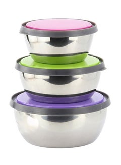 Buy 3 Piece Crisper Food Container Set Silver/Green/Purple in Saudi Arabia