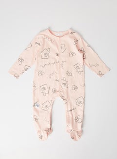 Buy Baby All-Over Graphic Onesie Salmon in UAE