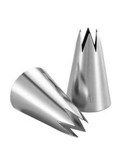 Buy 2-Piece Cake Decorating Piping Nozzle Set Silver 4x2.5cm in UAE