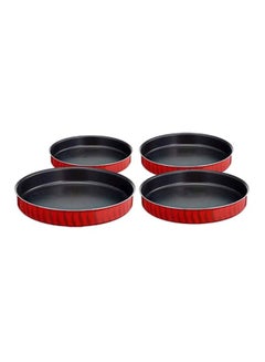 Buy Set Of 4 Round Oven Dishes Red/Black 1st Dish (28), 2nd Dish (30), 3rd Dish (34), 4th Dish (38)cm in UAE