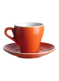 Buy Glazed Ceramic Coffee Cup And Dish Orange Saucer(12.5x12.5)cm in Saudi Arabia