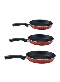 Buy 3-Piece Non-Stick Frying Pan Set Black/Red Big Frying Pan (28), Medium Frying Pan (24), Small Frying Pan (20)cm in Saudi Arabia