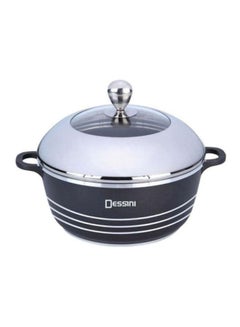 Buy Non-Stick Cooking Pot Black/Silver/Clear 32cm in UAE