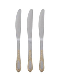 Buy 3-Piece Stainless Steel Knife Set Silver/Gold in UAE