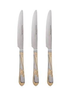 Buy 3-Piece Dinner Knife Set Silver/Gold in UAE