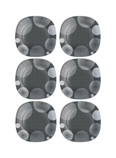 Buy 6-Piece Printed Dessert Plates Black/White 6x19cm in UAE