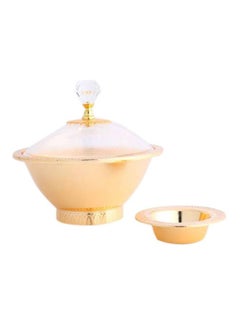 Buy Circular Date Bowl With Cover Gold/Clear in Saudi Arabia