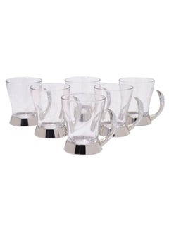 Buy 6-Piece Classic Tea Mug Set Clear/Silver in UAE