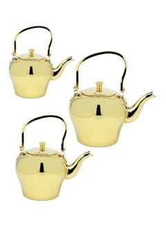 Buy 3-Piece Tea Kettle Set Gold in Saudi Arabia