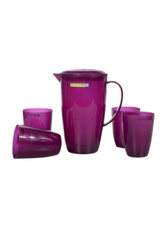 Buy Wafer Water Jug With 4-Piece Glass Set Purple 2Liters in UAE