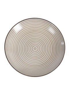 Buy Textured Ceramic Plate Brown/White 26x26x3cm in UAE