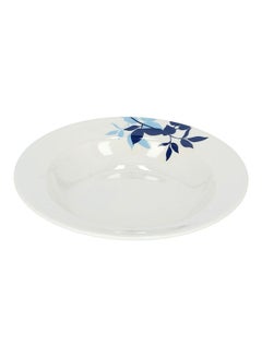 Buy Serving Soup Plate White/Blue 8inch in UAE