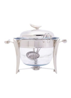 Buy Round Soup Warmer Silver 25.6x37.4x27cm in UAE