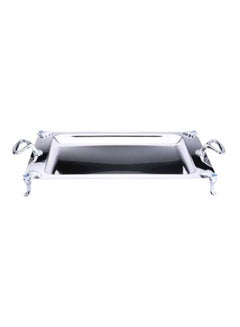 Buy Stainless Steel Rectangular Tray Silver 50x27cm in UAE