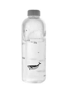 اشتري زجاجة مياه محكمة الغلق ومصنوعة من الزجاج ومزينة برسمة حوت من سلسلة أوشن شفاف/رمادي 24.5x8سم في السعودية