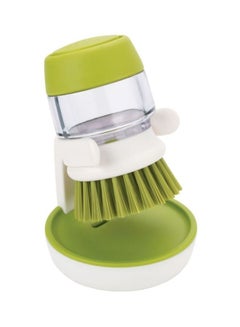 Buy Palm Scrub Soap Dispensing Brush Green/White 8.8x9.5x13.5cm in Saudi Arabia