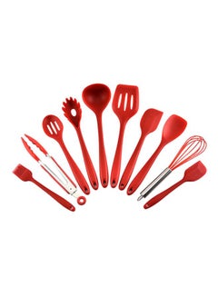 اشتري 10-Piece Silicone Cooking Utensil Red 4x20.5centimeter في السعودية