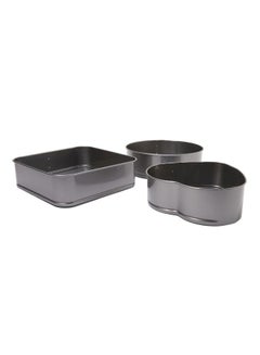 Buy 3-Piece Baking Pans Black Baking Pan 1x(22x22x7), 1x(25x7), 1x(26x26x7)cm in UAE