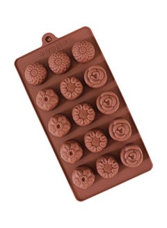 Buy 15-Cavity Silicone Cake Mould Brown 21x10.5x4cm in UAE