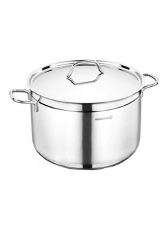 Buy Sturdy And Durable Exclusive Shaped Lightweight Cool Touch Handle Extra Deep Alfa Casserole With Lid Silver 14Liters in Saudi Arabia
