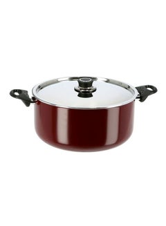 Buy Non-stick Cooking Pot Red/Silver 30cm in UAE