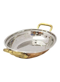 Buy Copper Kadai With Handle Silver/Gold 3.8x27.4x17.4cm in UAE