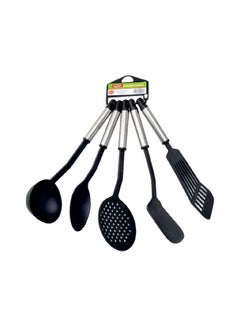 Buy 5-Piece Spatula Set Silver/Black 30cm in Saudi Arabia