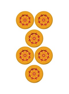 Buy 6-Piece Arabesques Dessert Plates Yellow/Red 19cm in UAE