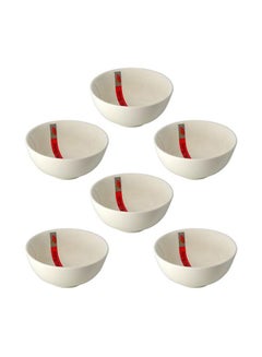 Buy 6-Piece Bowl Set White/Red 5.5inch in Saudi Arabia