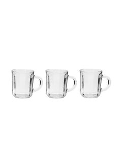 Buy 3-Piece Glass Cup Set With Handle Clear in UAE