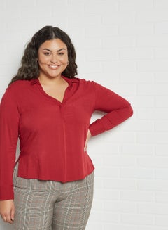 Buy Plus Size Plain Top Burgundy in UAE