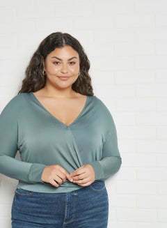 Buy Plus Size Wrap T-Shirt Moss in UAE