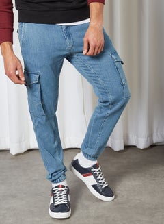 Buy Cargo Slim Fit Jeans Blue Denim in Saudi Arabia