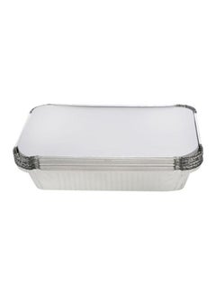 Buy 10-Piece Disposable Aluminium Foil Food Take Away Container Silver 197x124x46mm in UAE