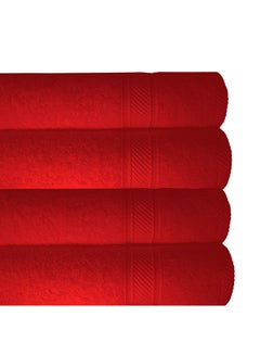 Buy 4-Piece 100% Cotton 500 GSM Plush Towel Set Red 70x140cm in Saudi Arabia