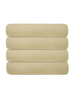 Buy 4-Piece 100% Cotton Smart Twist Bath Towel Set Beige 70x130cm in Saudi Arabia