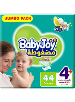 Buy Compressed Diamond Pad, Size 4+ Large Plus, 12 to 21 kg, Jumbo Pack, 44 Diapers in UAE