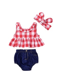 اشتري 3-Piece Babies Clothes Set أحمر/أبيض/أزرق في الامارات