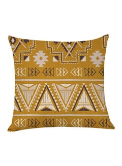 Buy Decorative Printed Soft Pillow Black/White/Mustard 45 x 45cm in UAE