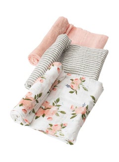 Buy Cotton Muslin Swaddle 3 Pack Set Watercolor Roses in UAE