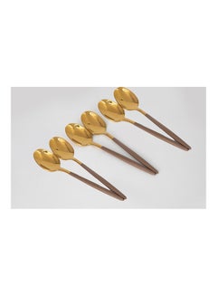 Buy 6-Piece Spoon Set Gold/Brown in Saudi Arabia
