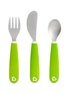 Buy 3-Piece Splash Cutlery Set, 18+ M - Green/Silver in UAE