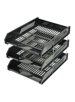 Buy 3-Piece A4 Plastic File Trays Set Black in UAE
