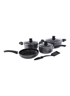 Buy 8-Piece Ceramic Cookware Set Black/Clear Fry Pan 24, Saucepan 18, Small Casserole 20, Big Casserole 24cm in Saudi Arabia